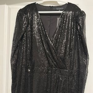 ELOQUII HOLIDAY DRESS WITH BLACK SEQUINS